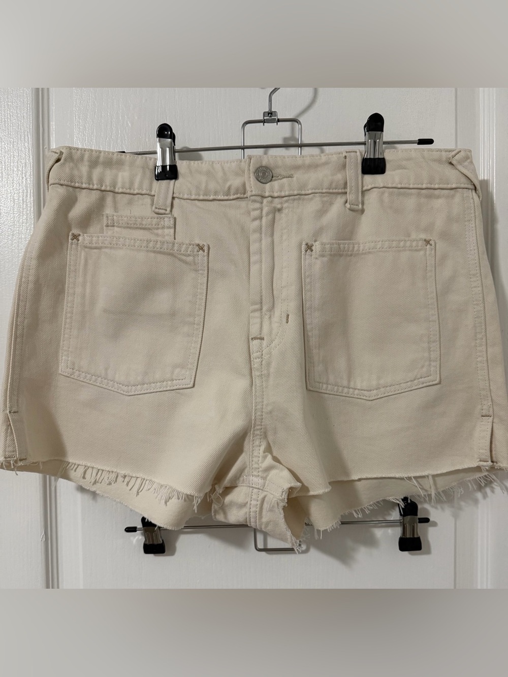 We The Free High-Rise Raw Hem Jean Shorts - Cream